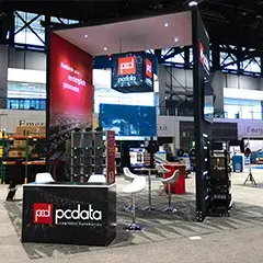 PCData island trade show booth feature planning and display customization