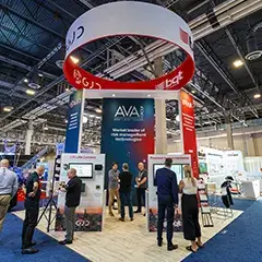 Custom exhibit graphics promoting streamlined digital brand content