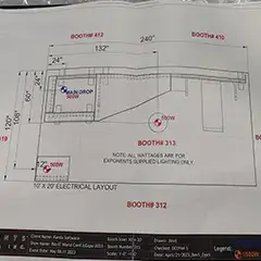 Trade show booth layout sketch for eye-catching exhibit planning