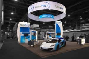 FormFast exhibit booth with private meeting and engagement spaces