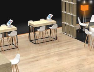 Wood flooring for premium trade show booth designs
