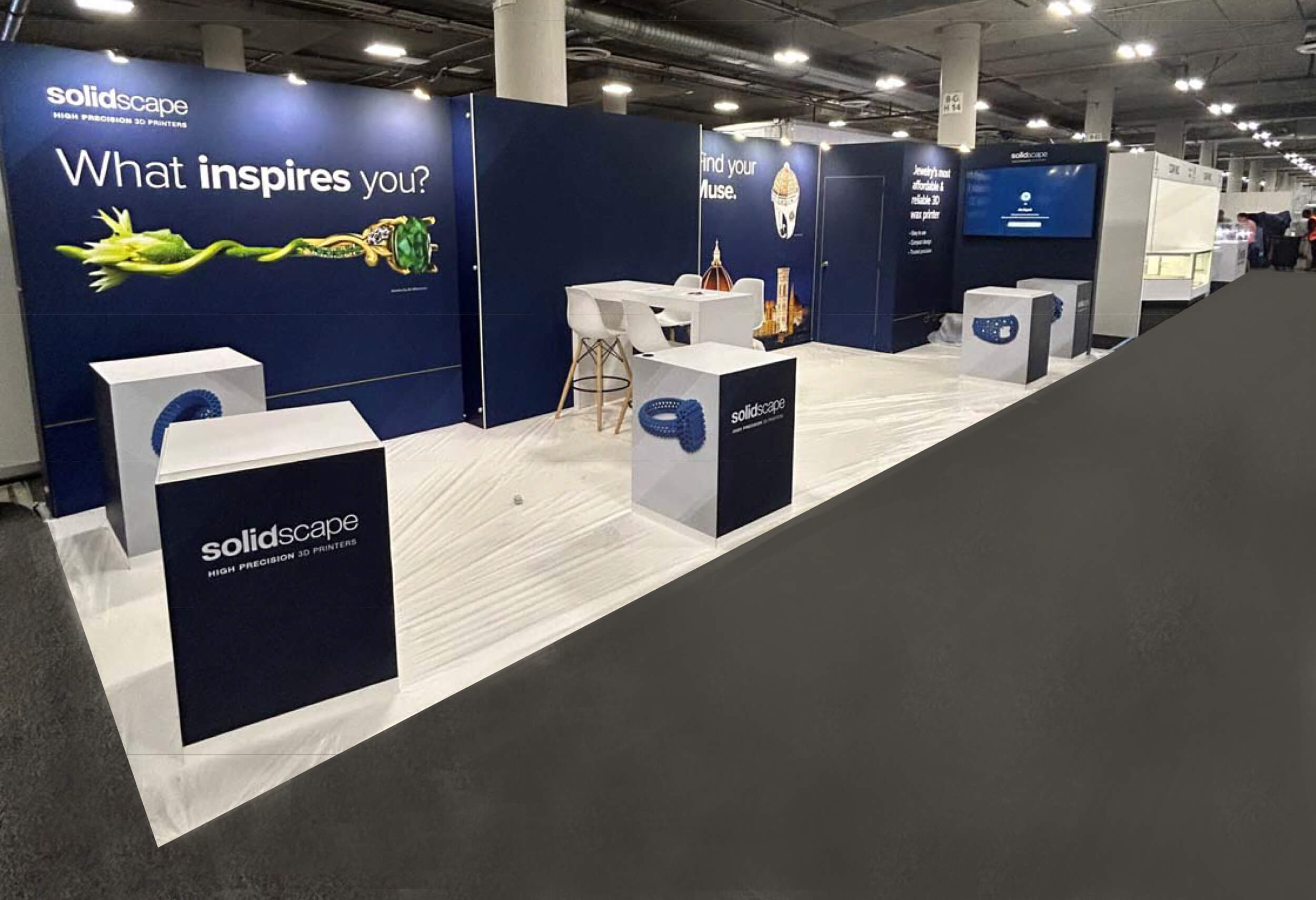 Solidscape 10x30 trade show display rentals at JCK Las Vegas