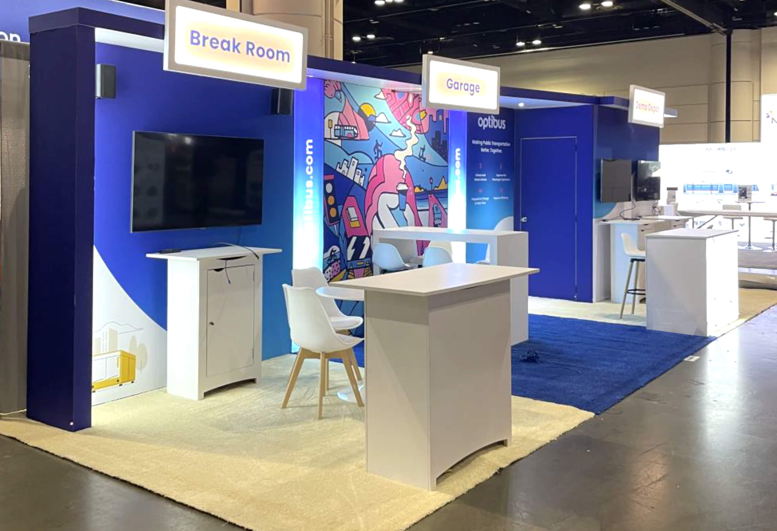 Optibus Inc. 10x30 custom trade show display rentals at APTA 