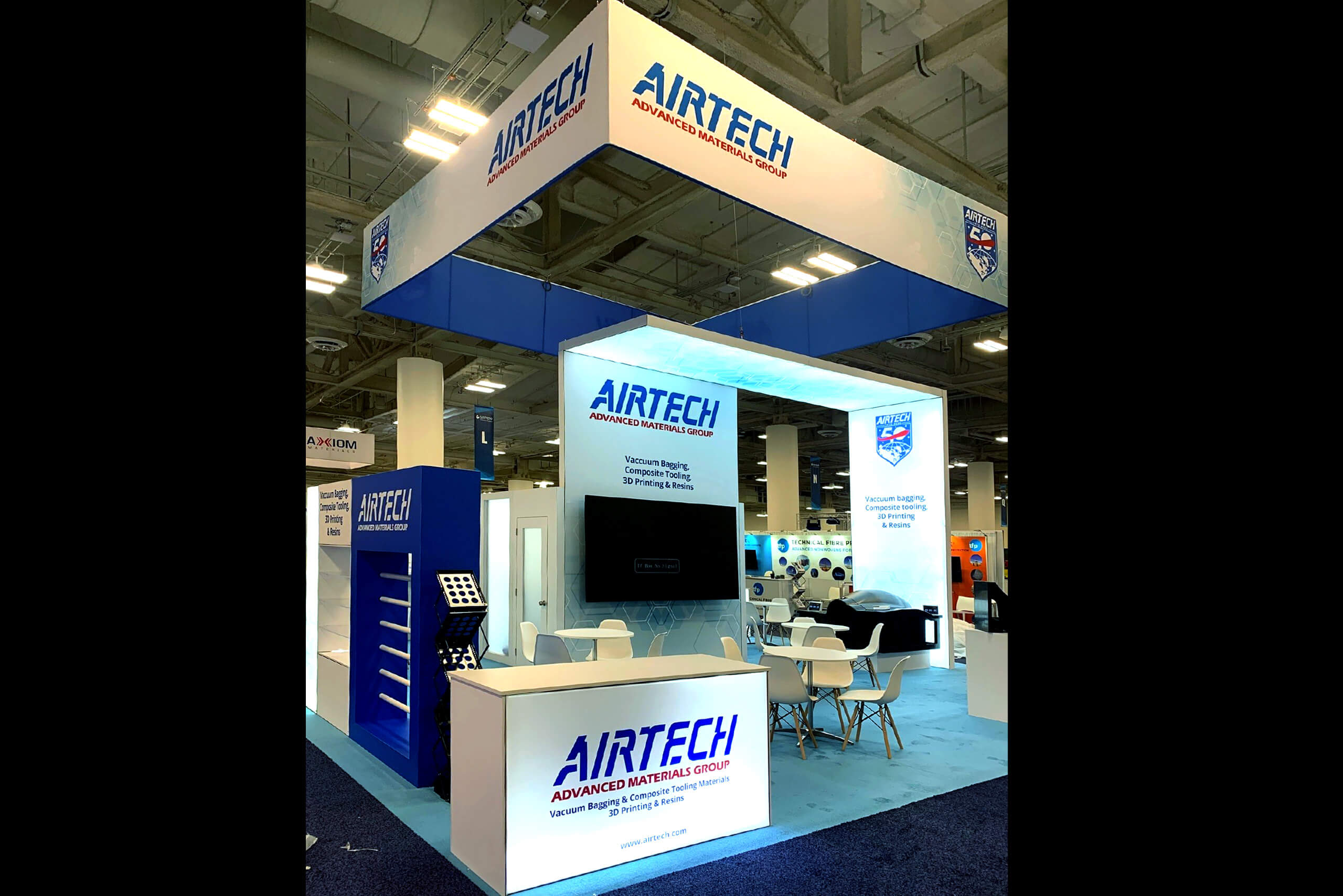 Airtech 30x30 custom booth rentals at SAMPE Conference & Exhibition