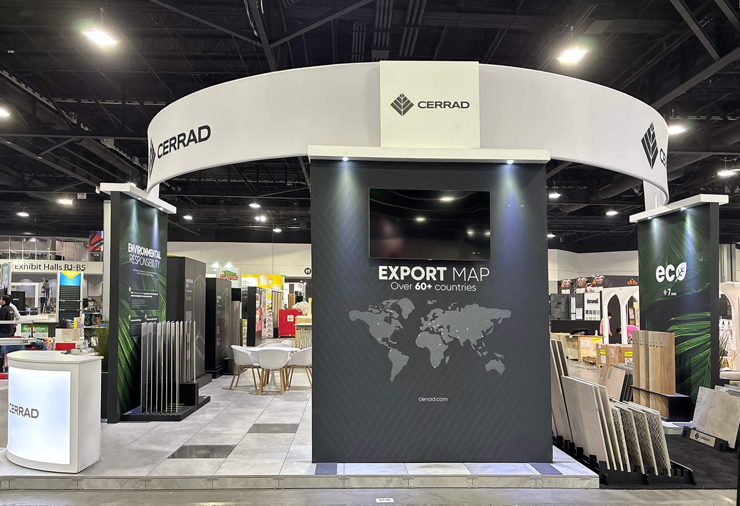 Cerrad 30x30 trade show exhibit rentals at Coverings show