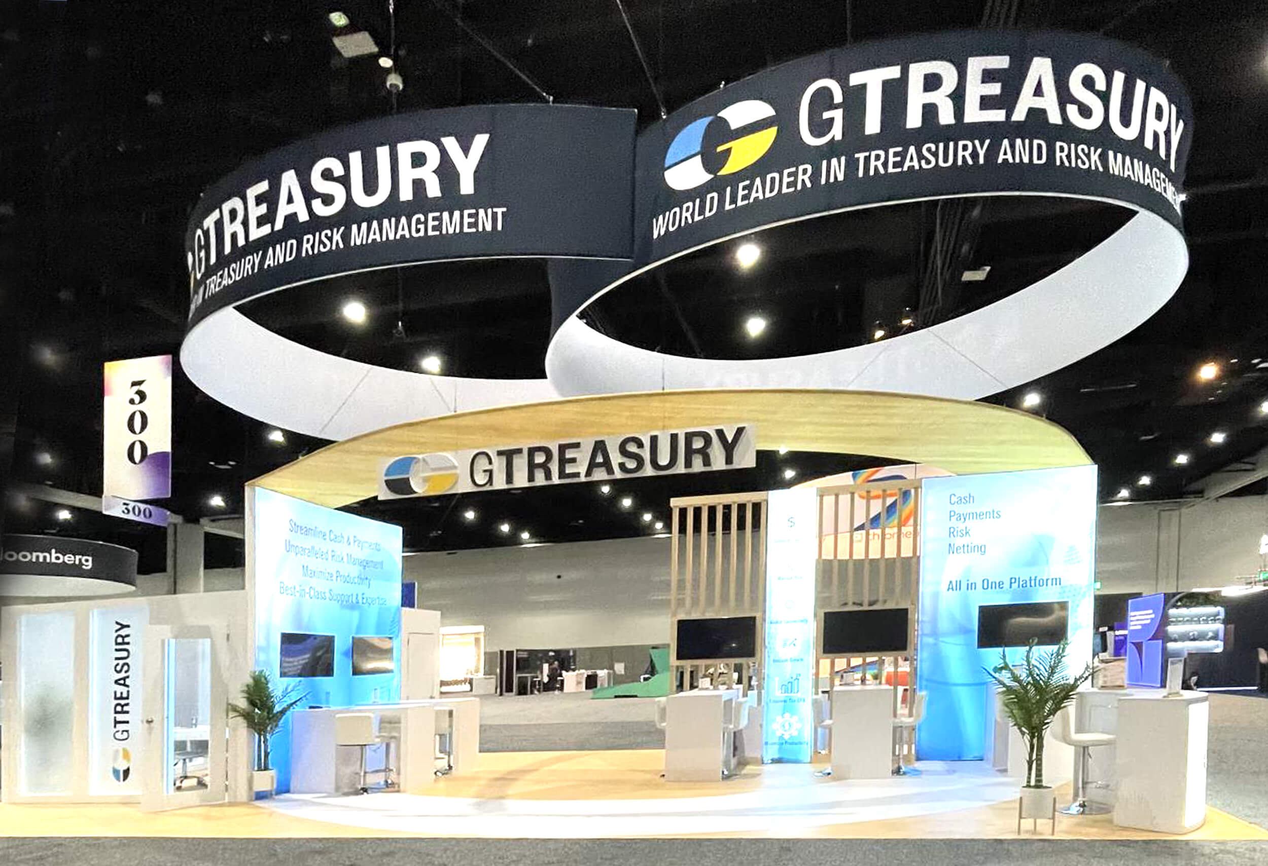 GTreasury 20x40 custom trade show exhibit rentals at AFP show