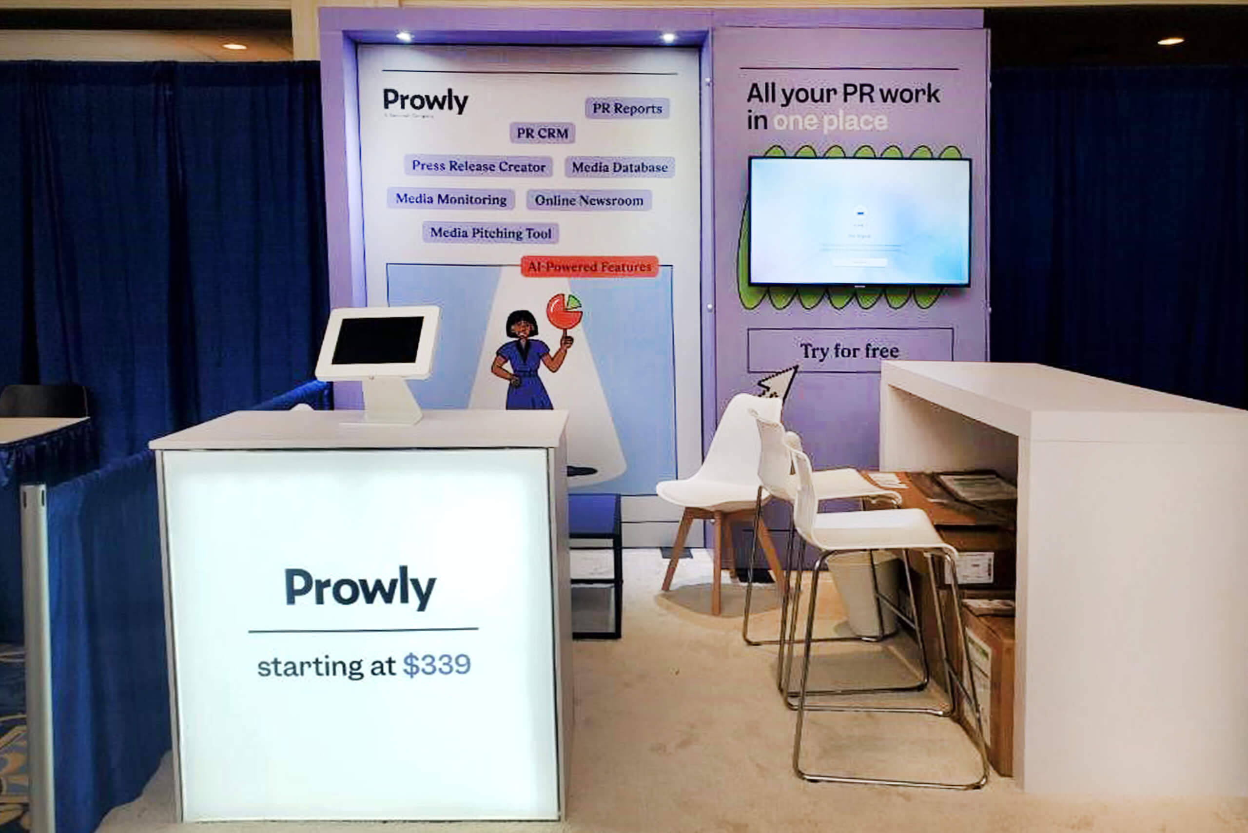 Prowly 10x20 custom trade show display rentals at PRSA