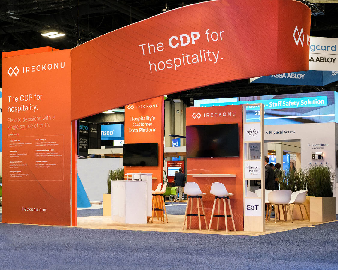 20×20 Trade Show Booth for Irecknonu at Hitec, Designed and Built By Exponents in Charlotte