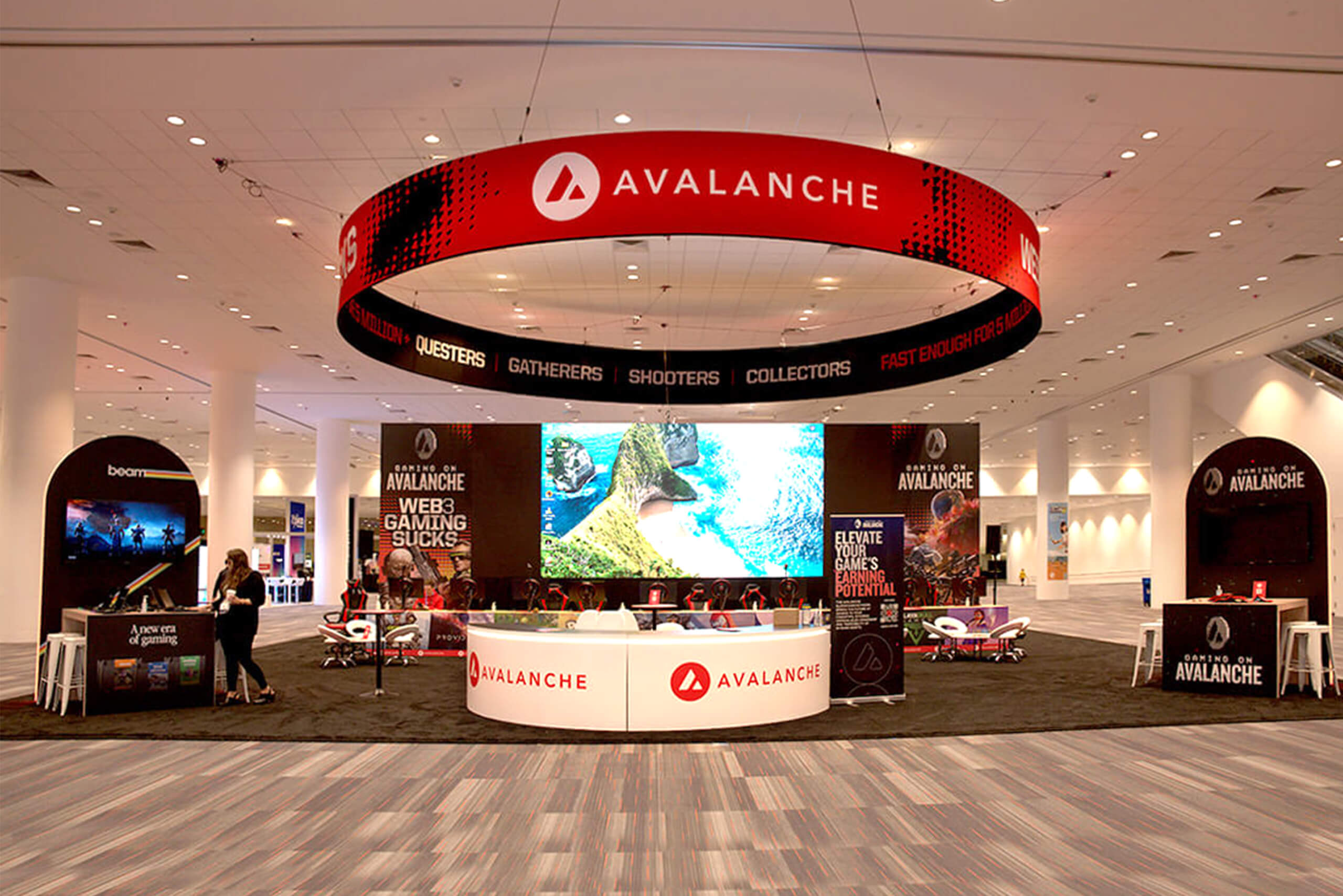 Avalanche 50x50 custom booth rentals at Game Developers Conference