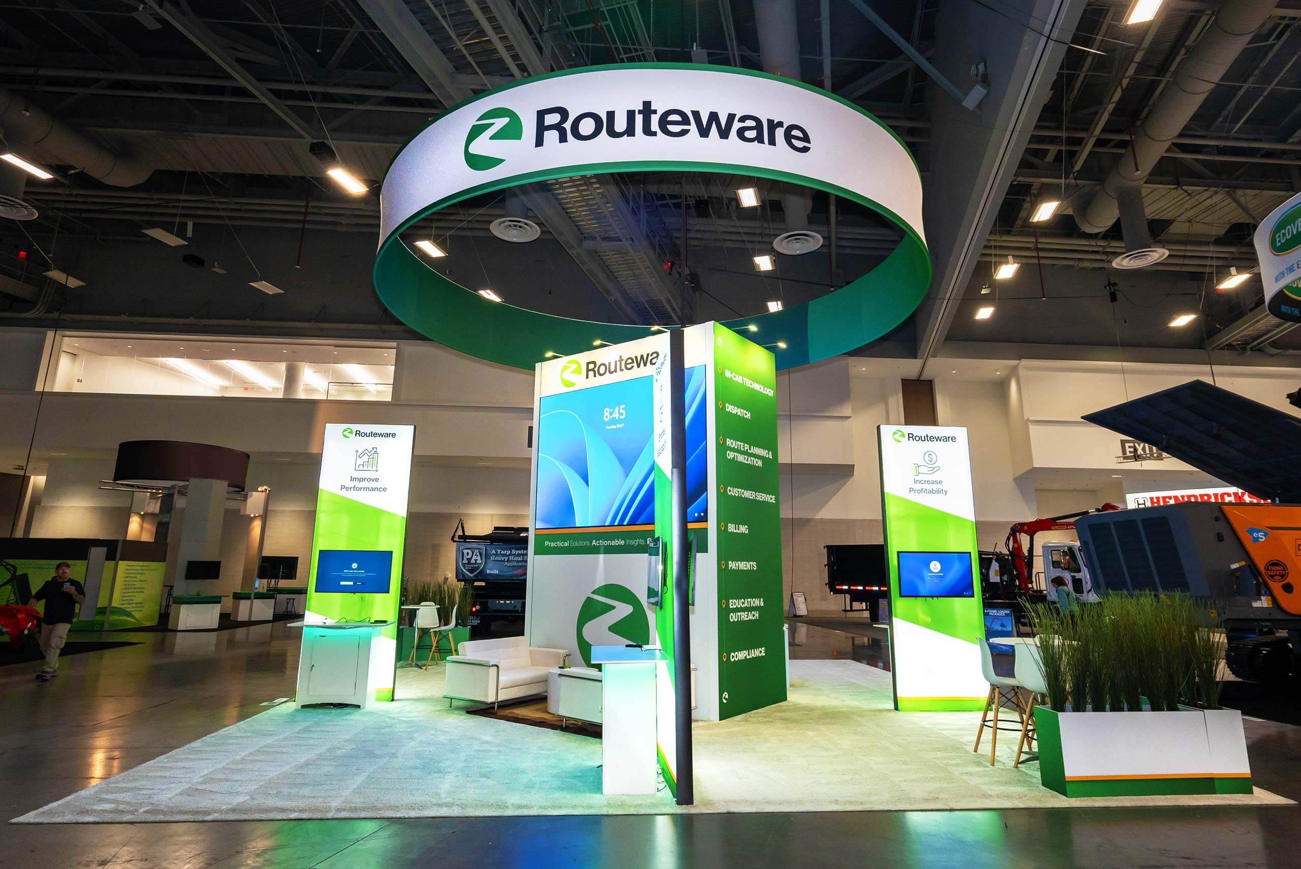 Routeware 30x30 trade show booth rentals at Waste Expo