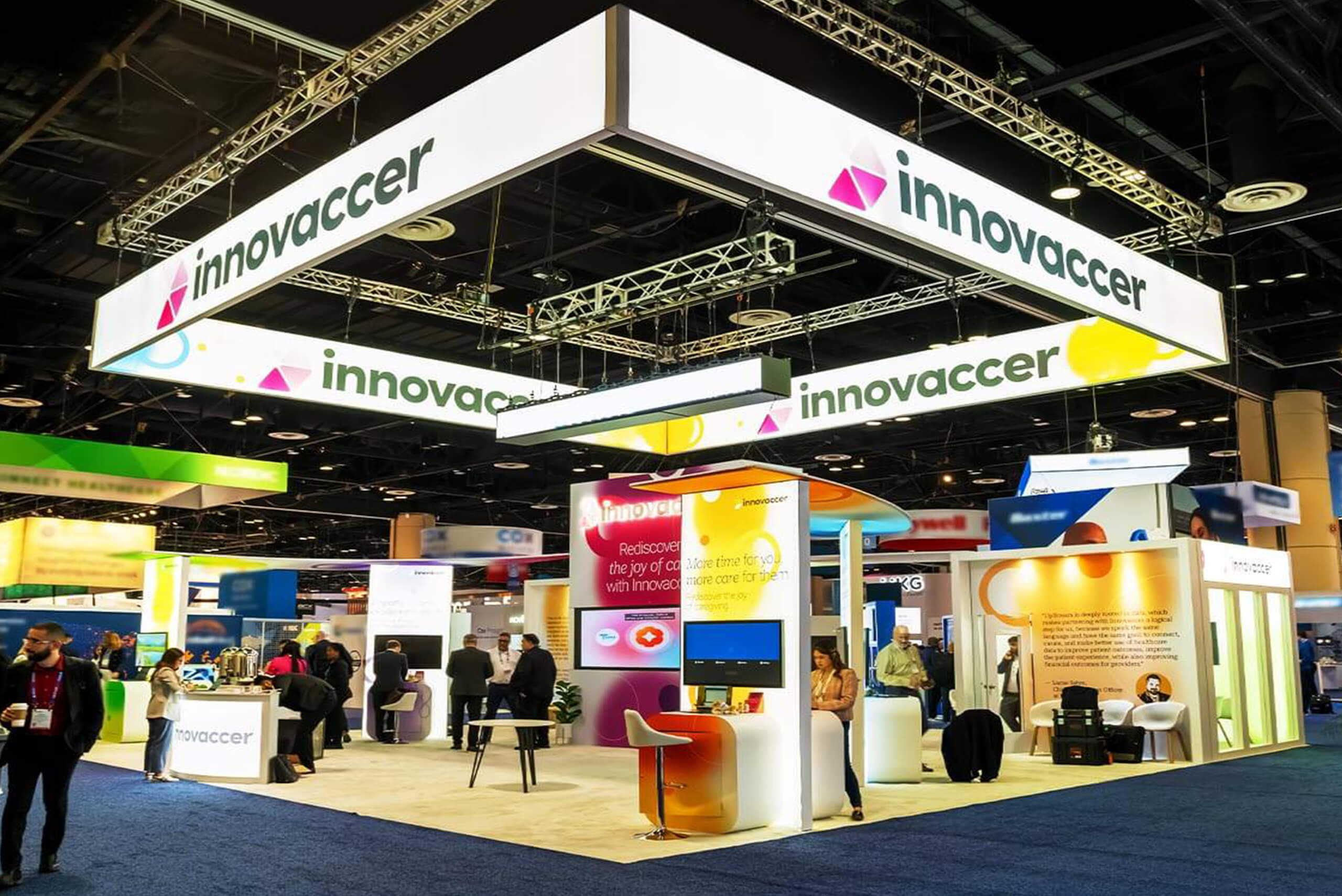 Innovaccer 40x40 custom exhibit rentals at HIMSS