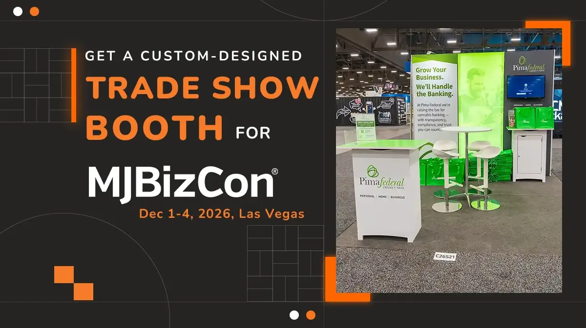 Why is a custom-designed trade show booth needed for MJBizCon 2026?