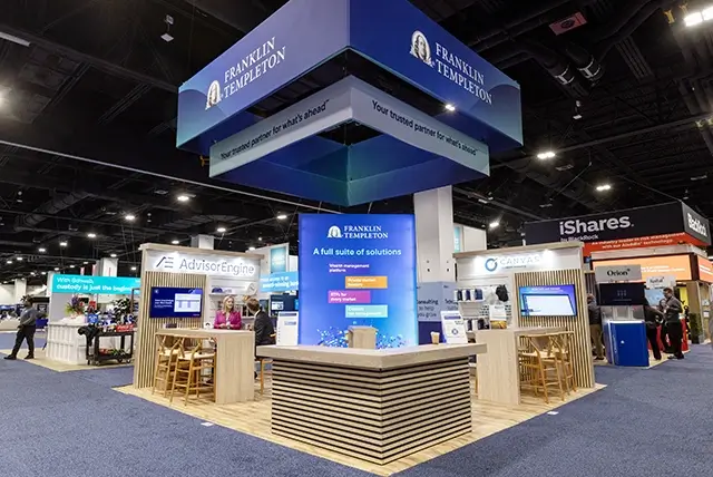 20x20 Trade Show Exhibit Rental for Franklin Distributors LLC at Schwab Impact, Designed and Built by Exponents in Denver, CO 