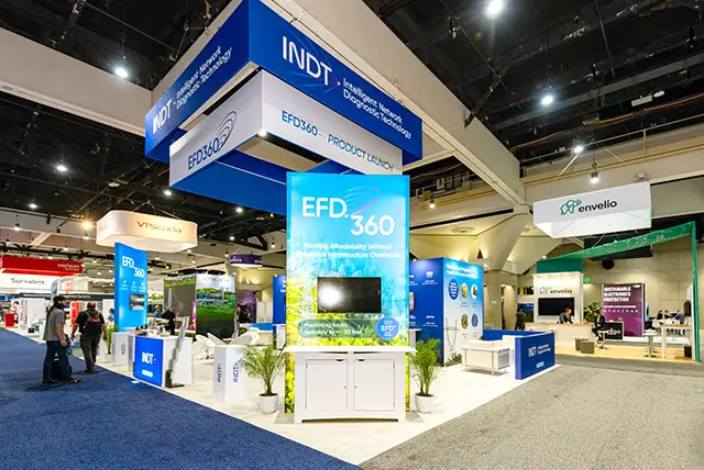 30x40 Custom Booth Rental for IND Technology at Distributech, Designed and Built by Exponents in San Diego