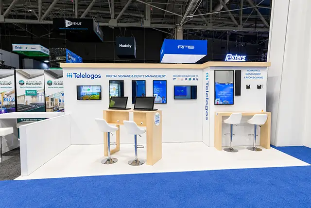 10x20 Trade Show Display for Telelogos at InfoComm, Designed and Built by Exponents in Las Vegas