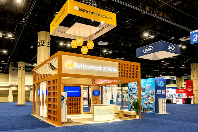 20x20 Trade Show Exhibit Rental for Betterment at SHRM, Designed and Built by Exponents in Orlando, FL